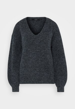 Vero Moda Tall, VMDESMA V NECK  - Πουλόβερ - dark grey melange