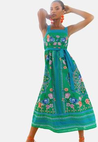 Love & Roses REGULAR FIT PRINTED BLOCK BELTED MIDI  - Dnevna obleka - green