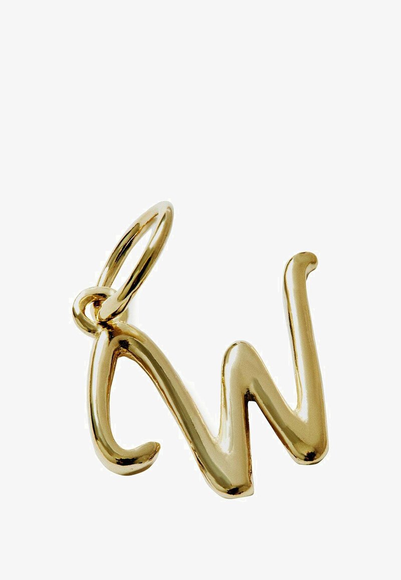 Charms de inicial enchapados en oro con un diseño en cursiva de "W", acabado suave y un pequeño lazo circular para su sujeción.
