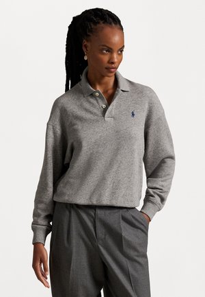 POLO-COLLAR FLEECE PULLOVER - Sudadera - dark vintage heather
