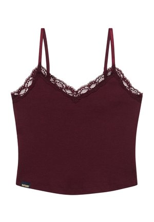 Superdry & Co, SUPERDRY ESSENTIAL LACE TRIM CROPPED CAMI TOP.. - Top - port red