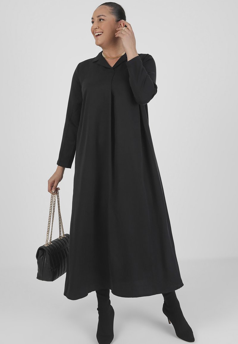 Modanisa POINT COLLAR PLUS SIZE ALIA Robe longue black/noir