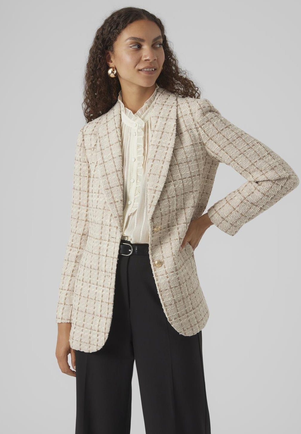Vero Moda VMMILEY LOOSE TWEED BLAZER - Blazer - beige - Zalando.de