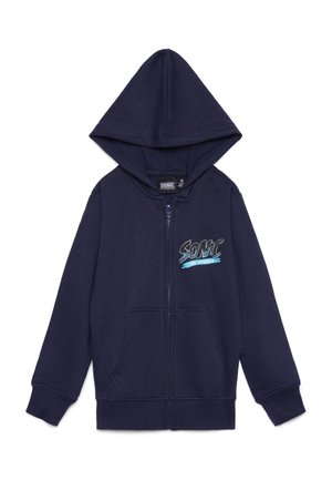 MANICA LUNGA STAMPA - Felpa con zip - blu denim scuro