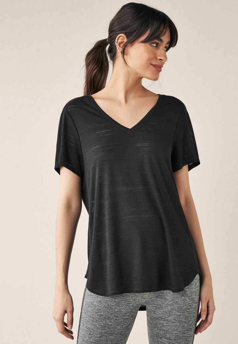 Short Sleeve V-Neck Tee, Black