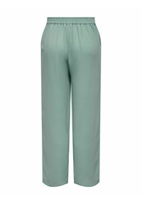 Ljust mintgrön, lätta byxor med avslappnad passform, elastisk midja och raka ben. Tillverkade av ett strukturerat tyg, utan synliga fickor.
