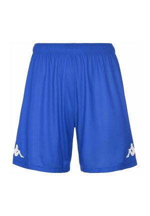 Pantaloni sportivi blu reale realizzati in tessuto leggero, con vita elastica e accento logo bianco sulla gamba sinistra. Texture liscia.