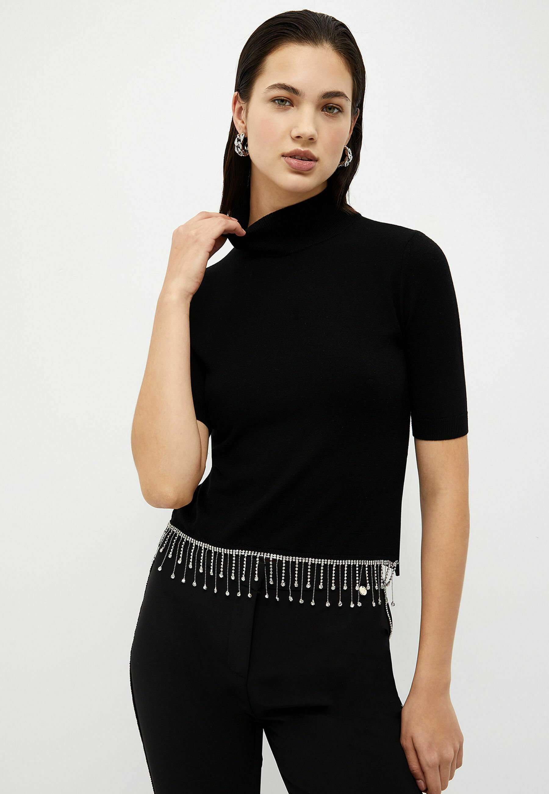 Liu Jo Jeans WITH JEWEL FRINGES - T-shirt basic - black/zwart - Zalando.nl