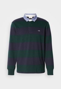 GANT STRIPE HEAVY RUGGER - Top s dlouhým rukávem - green/tmavě zelená ...