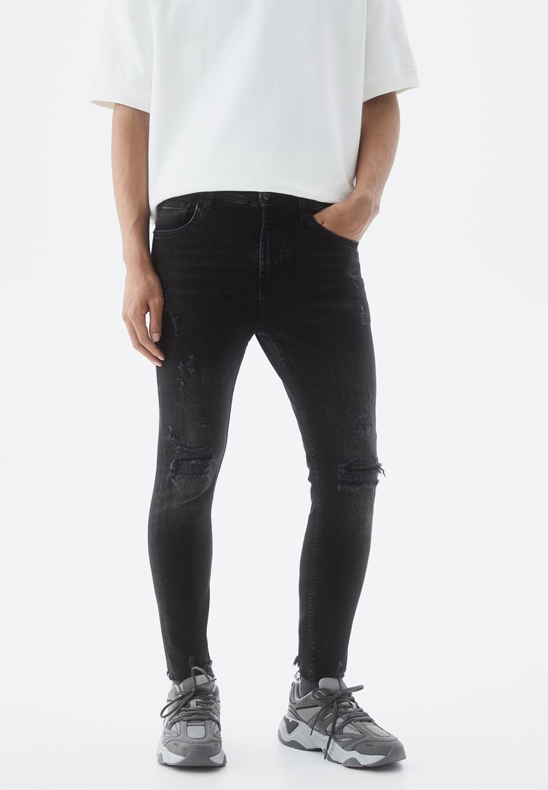 PULL&BEAR RIPPED Jeans Skinny Fit dark grey/mørkegrå Zalando.dk
