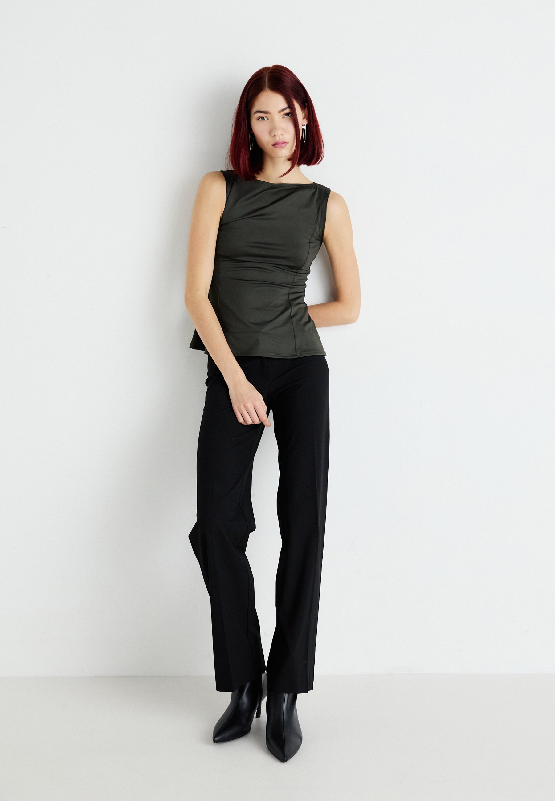 Weekday ALICIA PEPLUM - Top - khaki green dark/khaki - Zalando.co.uk