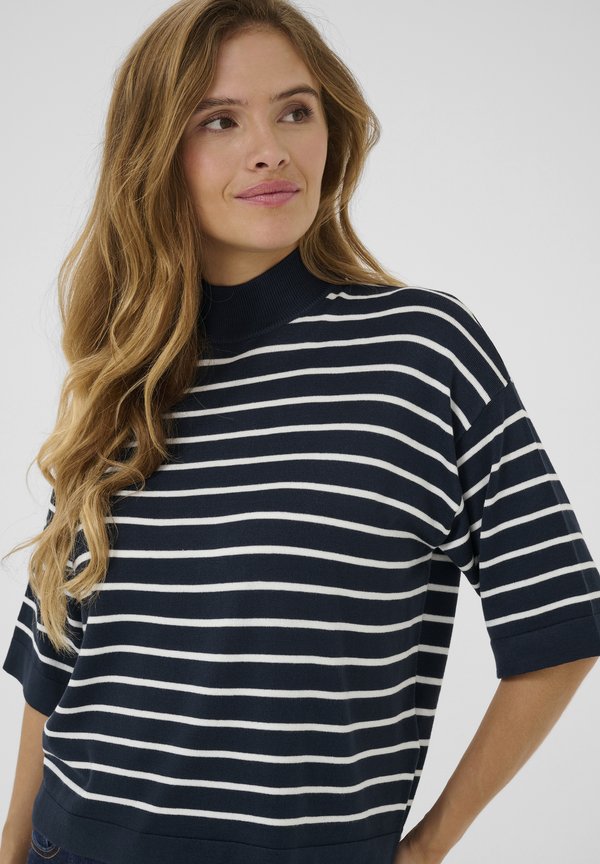 LIZZA TURTLENECK - Basic T-shirt - midnight marine w chalk strips4