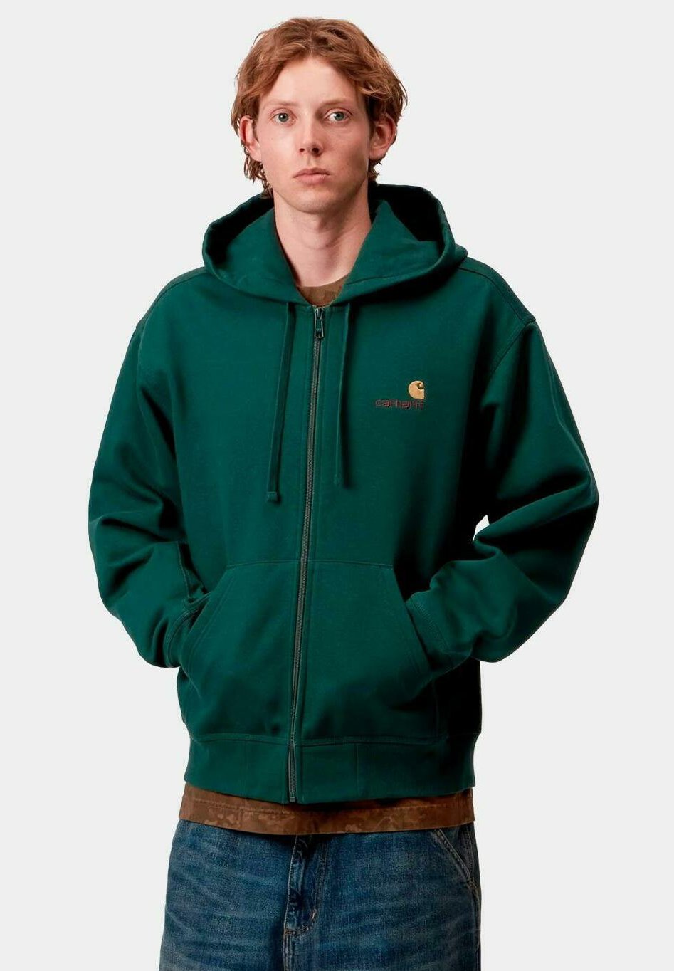 Carhartt WIP AMERICAN SCRIPT Sudadera con cremallera dark fir