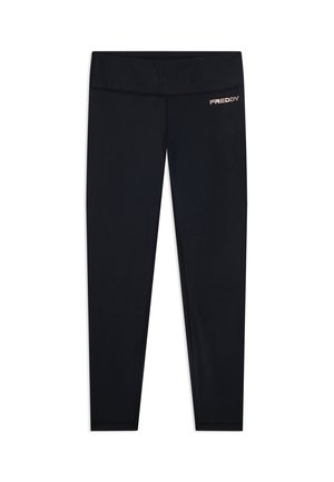 Leggings negros de largo completo con cintura alta y pequeño logo de Frederic en la parte superior izquierda de la cintura.