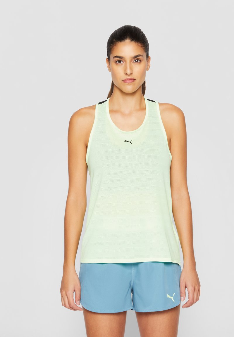 Puma TRAIN ALL DAY TANK - Top - speed green/black/grey - Zalando.co.uk