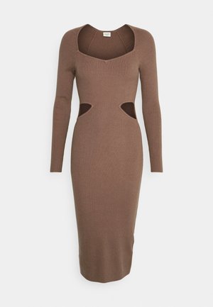 Abercrombie & Fitch CUTOUT MIDI - Strikket kjole - deep taupe