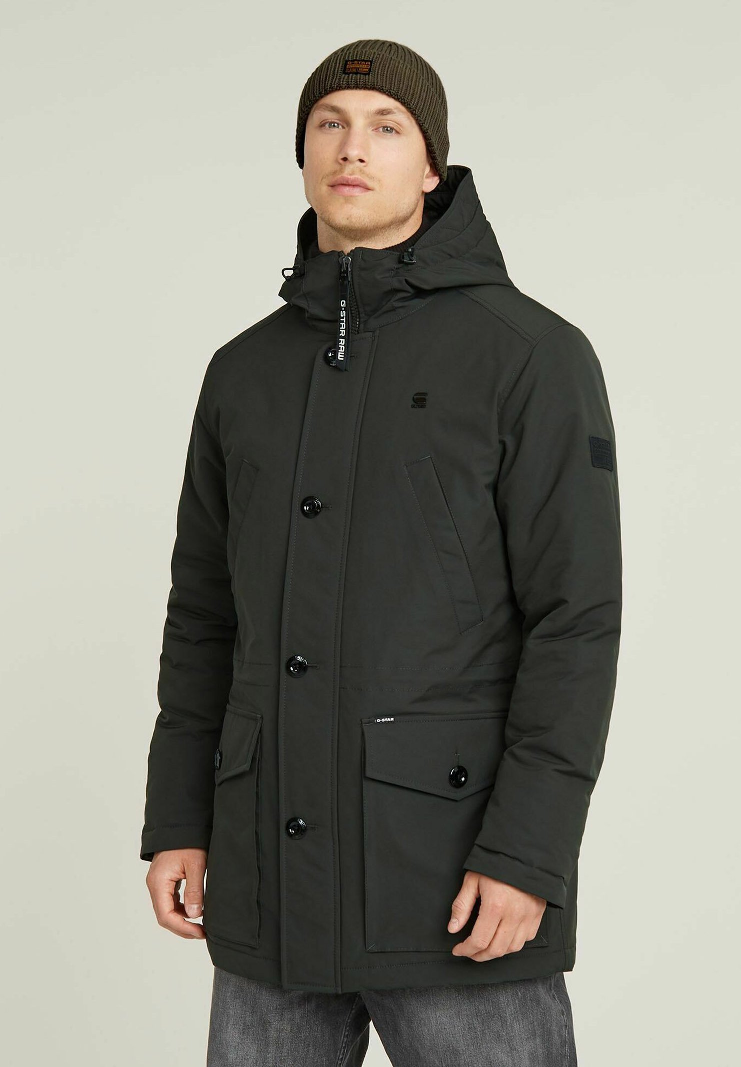 G-Star RAW Vodan Gevoerde Capuchon Slim Parka, Grijs (asfalt