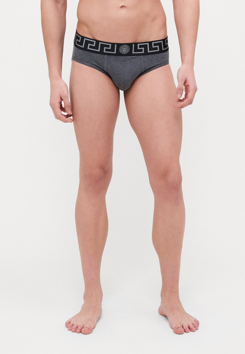 Versace - UNDERPANTS LOW RISE TOPEKA NEW LOGO - Slip - grey melange/black/silver, Agrandir
