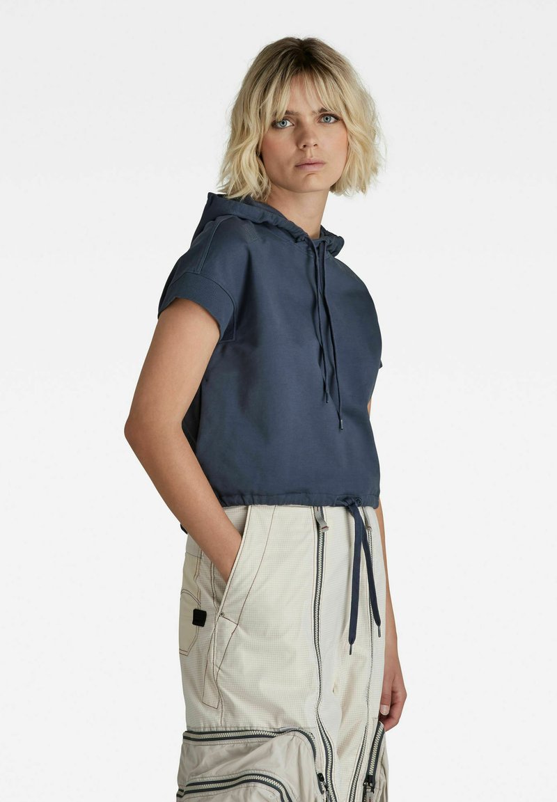 Damen Sweatshirts | G-Star BOXED GR HOODED SWEAT SHORT SLEEVE Kapuzenpullover fantem blue/blau - LP37139 Damen Sweatshirts | G-Star BOXED GR HOODED SWEAT SHORT SLEEVE Kapuzenpullover fantem blue/blau - LP37139