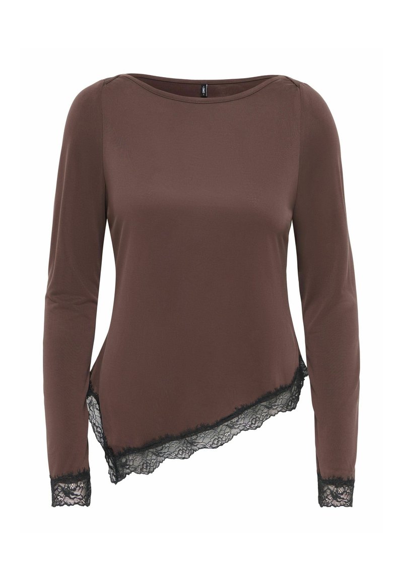 ONLY ONLFREE L/S LACE TOP JRS - Long sleeved top - coffee bean/dark ...