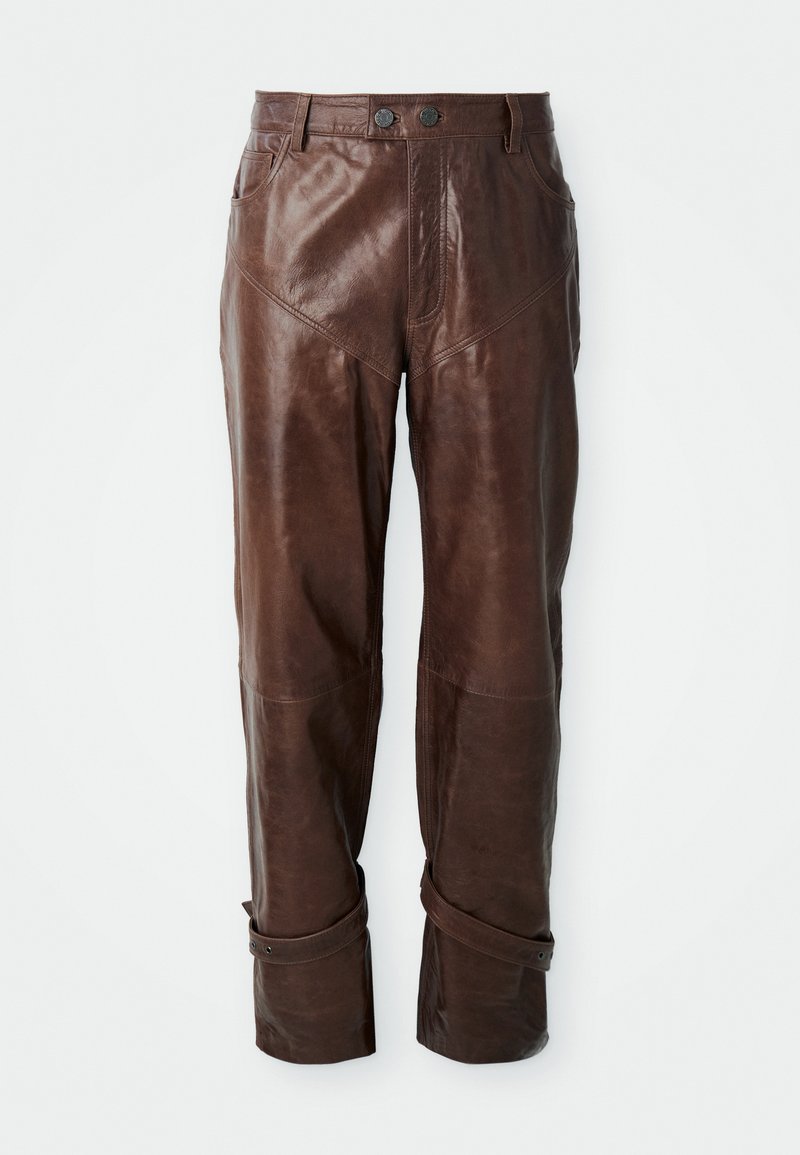 Won Hundred Leren broek donkerbruin
