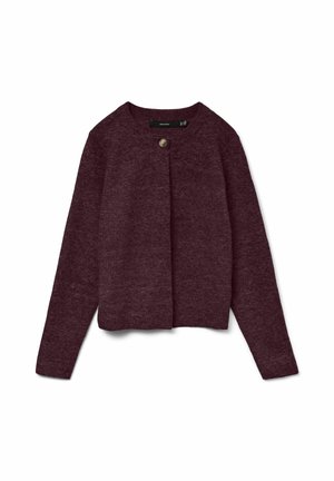 Bordeaux cardigans gemaakt van gebreid textiel, met lange mouwen, een ronde hals, en een enkele knoopsluiting aan de voorkant. Gladde textuur.