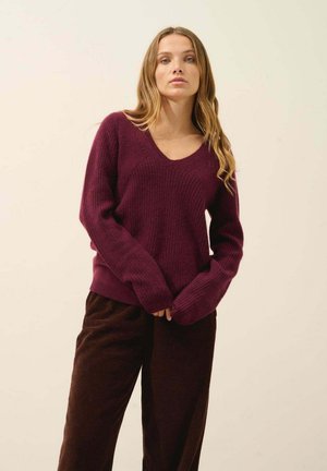 AMRITA PLY V-NECK - Jersey de punto - mulberry