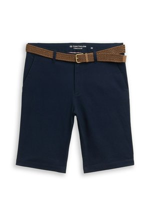 TOM TAILOR, TOM TAILOR HOSEN & CHINO REGULAR CHINO SHORTS MIT GÜRTEL - Shorts - sky captain blue