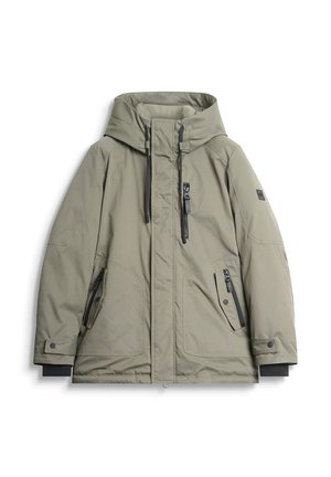 REGULAR FIT IN DOBBY WITH LOGOED BADGE - Giacca invernale - olive