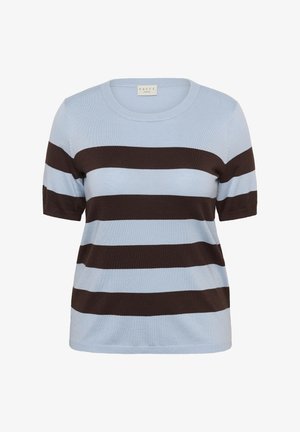 Kaffe Curve, KCLIZZY STRIPED - Tričko s potlačou - blue fog brown wide stripe