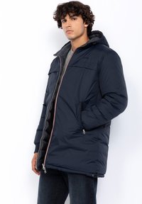 Schott REVERSIBLE LONG PUFFER - Vinterfrakke - marine anthracite