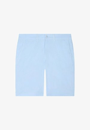 Shorts pour homme bleu clair avec poches avant, passants de ceinture et fermeture par bouton.