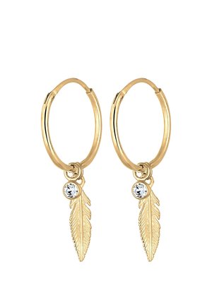 SPARKLING FEATHER CHARM - MIT KRISTALLEN VON SWAROVSKI® - Pendientes - gold-coloured