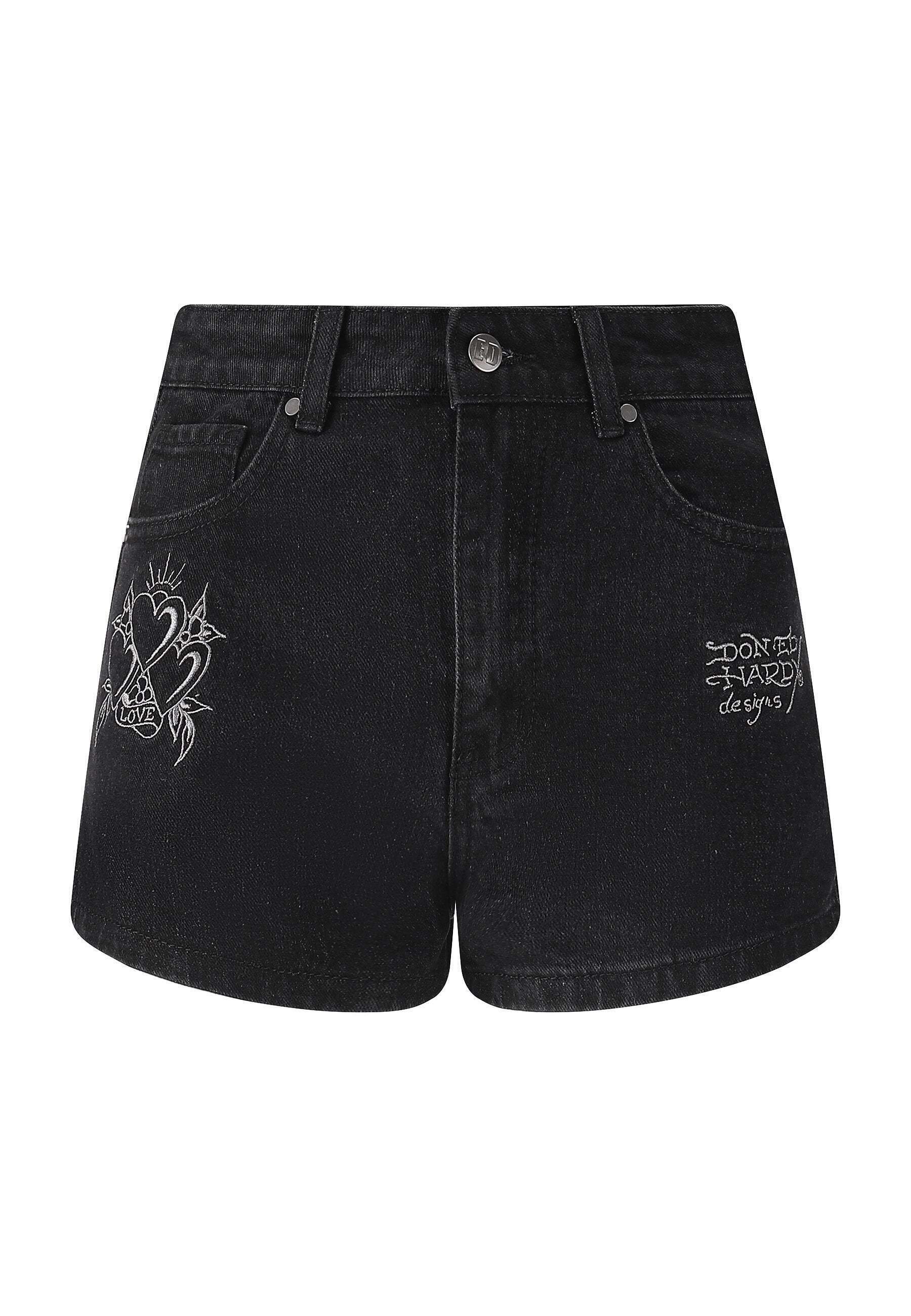 Ed Hardy JORTS - Szorty jeansowe/czarny - Zalando.pl