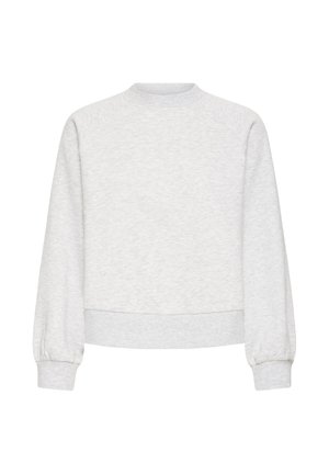 Lys grå sweatshirt med lange raglanærmer, rund hals og elastiske manchetter. Blød tekstur, cropped design og ensfarvet stof uden mønstre.