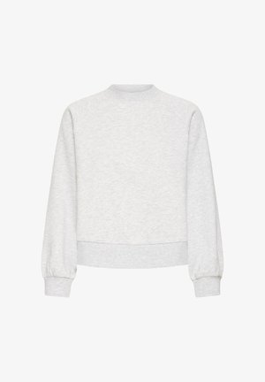 Lys grå sweatshirt med lange raglanærmer, rund hals og elastiske manchetter. Blød tekstur, cropped design og ensfarvet stof uden mønstre.