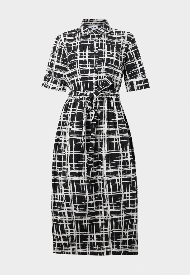 DKNY COLLARED BUTTON DOWN FIT FLARE - Robe chemise - black/noir - ZALANDO