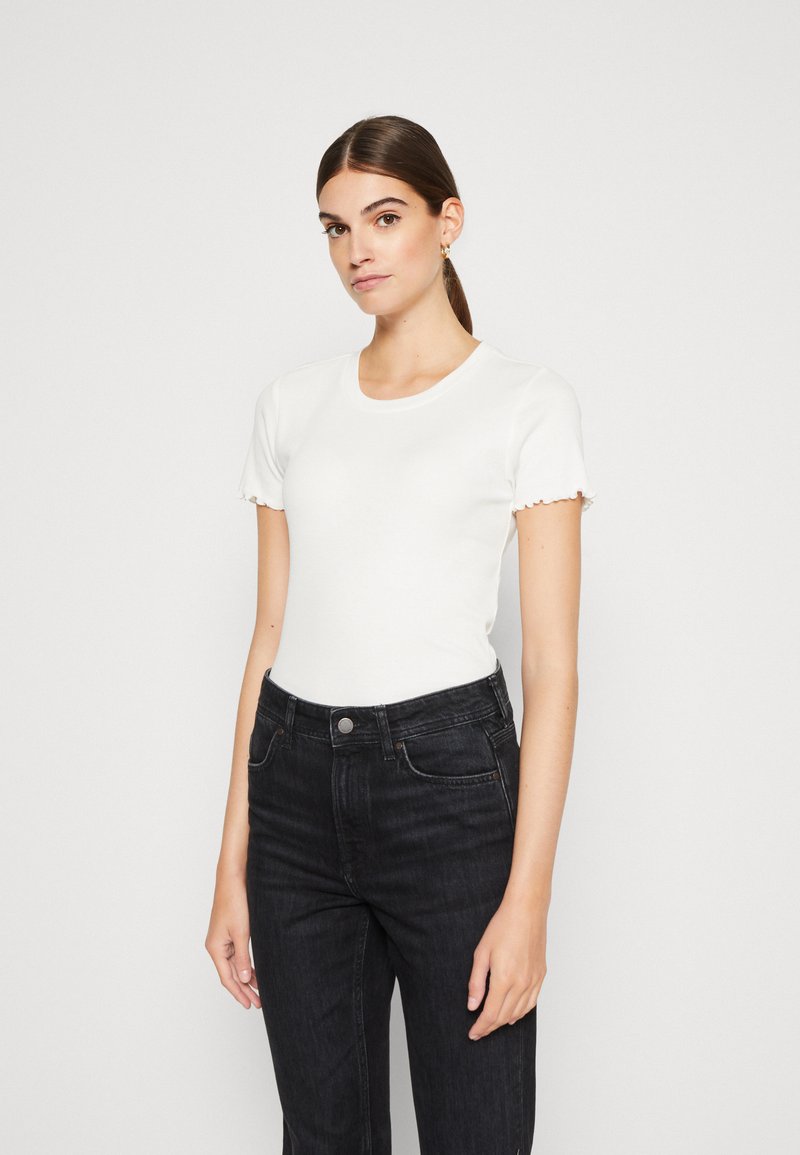 Marc O'Polo DENIM SHORTSLEEVE CREWNECK RUFFLES SOLID - T-shirt basic ...