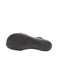 Black shoe sole with textured rubber grip, contoured shape, featuring a slightly raised heel and smooth overall finish.