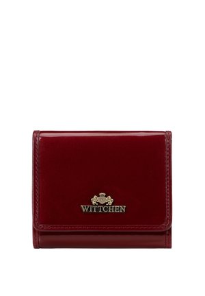 Portafoglio bifold in pelle rossa con logo WITTCHEN dorato ed emblema a stemma sulla patta frontale.