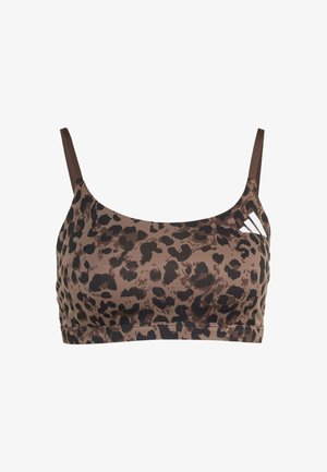 adidas Performance, OPTIMÉ ESSENTIALS 3-STRIPES LEOPARD LIGHT SUPPORT BRA - Light support sports bra - earth strata brown black