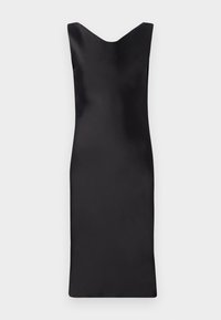 SLEEVELESS LOW BACK DRAPE DRESS BELOW KNEE - Galajurk - black