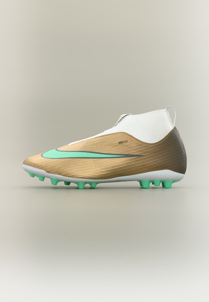 Nike JR MERCURIAL SUPERFLY 11 ACADEMY AG KYLIAN MBAPPE UNISEX - Zapatillas fútbol para césped artificial - metallic gold-coloured/clear jade
