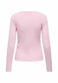 Langsleeve top in lichtroze, gemaakt van ribbelmateriaal. Heeft een ronde halslijn en een aansluitend ontwerp, met een gladde textuur zonder zichtbare details.