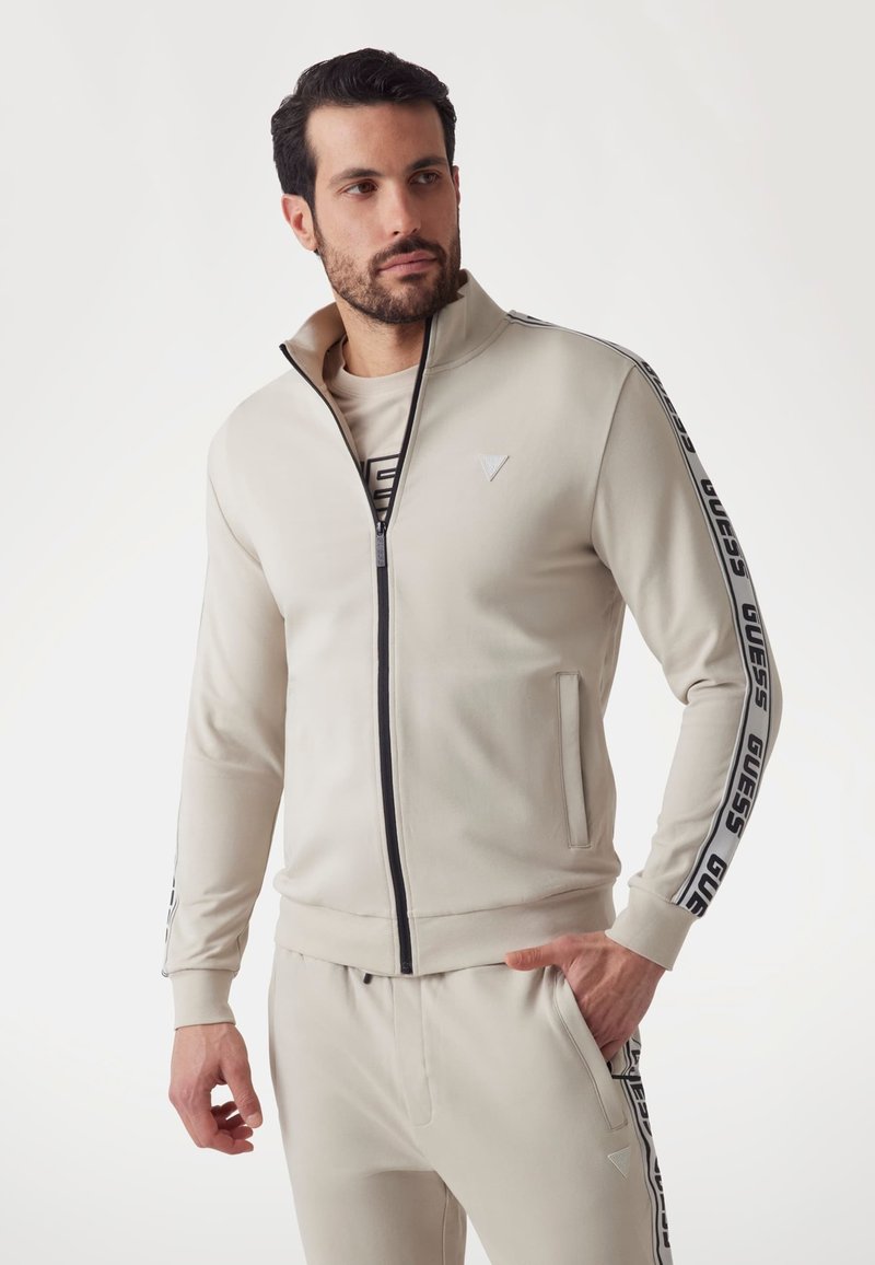 Guess - REISSVERSCHLUSS - Zip-up sweatshirt - beige, Enlarge