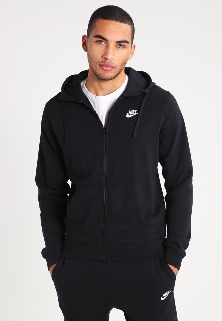 Nike Sportswear - CLUB FULL ZIP HOODIE FRENCH TERRY - Vetoketjullinen college - black/white, Suurenna