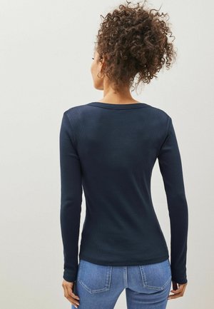 HENLEY BUTTON - Langærmet T-shirt - navy blue