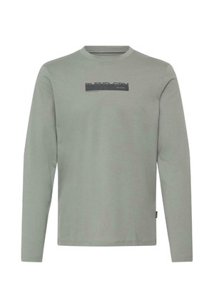 Lichtgrijs shirt met lange mouwen en ronde hals, met "BLEND CPH" en kleine tekst in zwart gedrukt op de borst, effen voorkant.