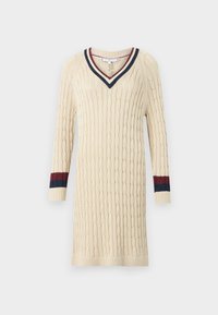 VARSITY V NECK DRESS - Pletené šaty - country ivory