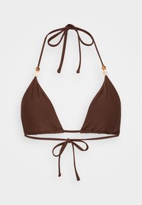 Beaded Halter String Triangle Bikini Top - Bikiinide ülaosa - chicory coffee